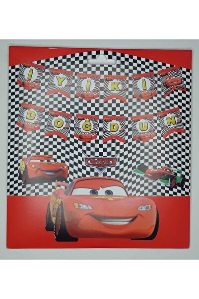 Iyi Ki Doğdun Cars Temalı Banner-ipli Uzar Yazı Flama Süs