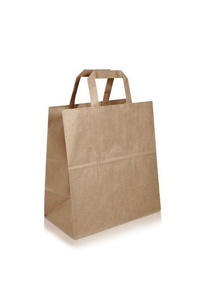World 10 Pack 33x20x33 Brown Color Flat Handle Kraft Bag