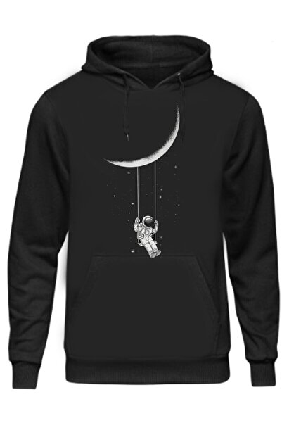 Generic Brand Astronaut Moon Design Unisex Hooded Sweatshirt