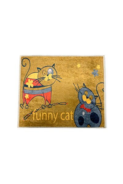 Linadora Çok Amaçlı Dijital Kadife Halı 50x60 Kedi Motifli