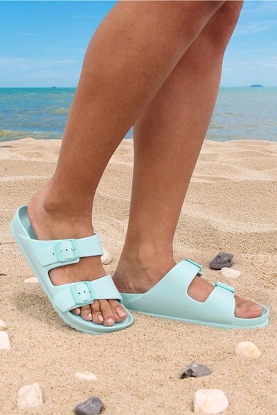 sepona Turquoise Non-Slip Sole Wet Floor Beach Slippers - Daily Use