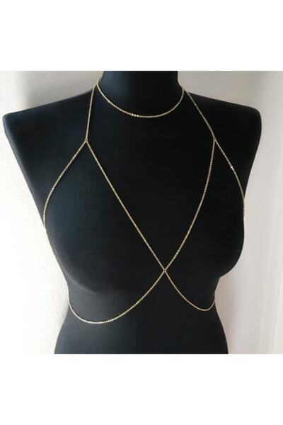 Classy Choker Bra Body Chain Gold