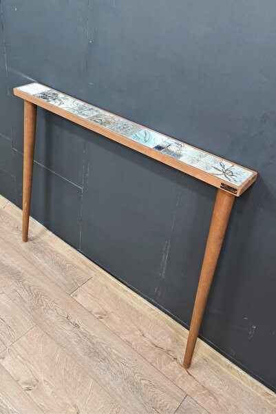 bluecape Alaska 102x12 Cm Doğal Ağaç Çerçeveli Antik Limra Taşlı Dresuar