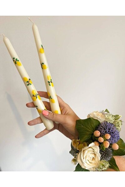 NYMPHİS Tekli Limon Desenli Şamdan Mumu