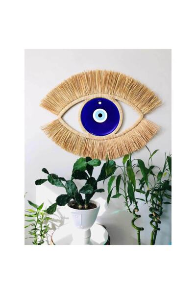 Bohem Handmade El Yapımı Doğal Rafya Göz Nazarlık Duvar Dekorasyon B018