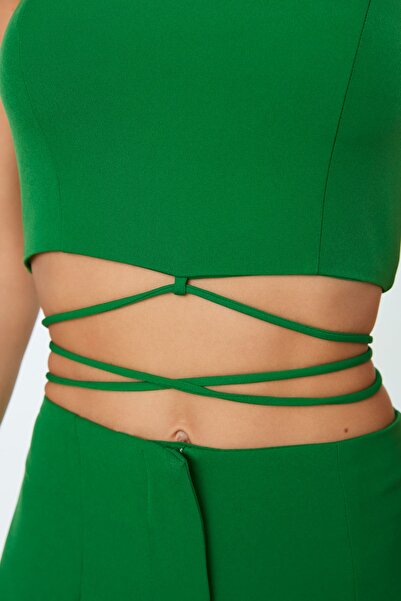 Trendyol Collection Πράσινη υφασμένη μπλούζα - Με Λεπτομέρεια Piping, TPRSS22BZ0104