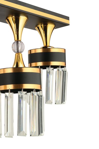 KUZEY AYDINLATMA Deep 4-Piece Black Gold Crystal Stone Modern Lighting
