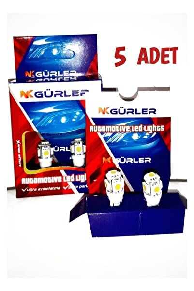 gürlerotoaksesuar 5 Adet T10 Led 12v Beyaz Renk Park Plaka Tavan Ampül Ortam ...