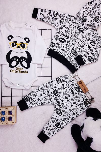 Mai Perla Panda Patterned 3-Piece Unisex Baby Set