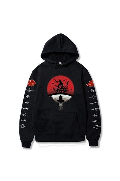 Deocept Μανίκια Naruto Anime με στάμπα Unisex Oversize Φούτερ με κουκούλα