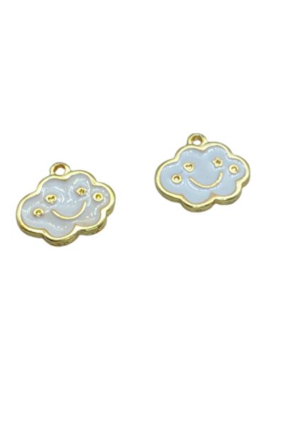 Lade شاكر كلاود مطلي بالذهب (18x15 ملم) - أبيض - 2 قطعة