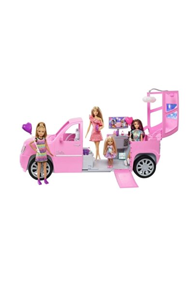 Barbie Pembe Aracı Ve Kardeşleri Oyun Seti Kız Çocuk Oyuncak