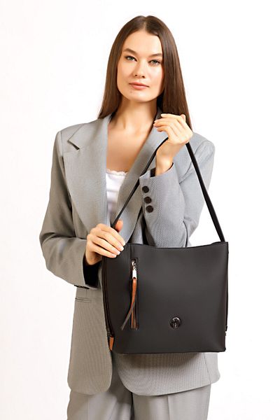 TH Women's Shoulder Bag Th-yk13308 Black-tan