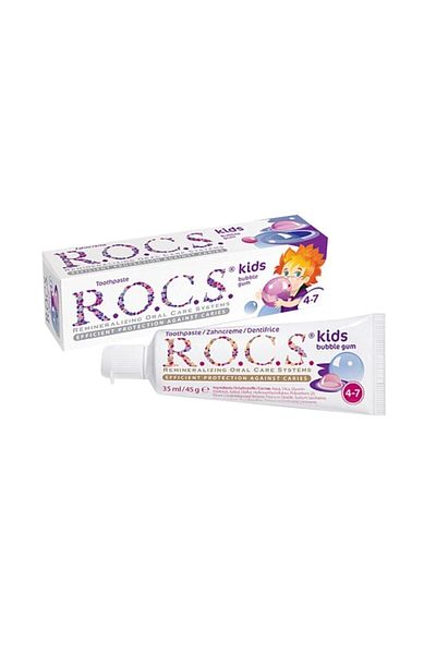 R.O.C.S. معجون أسنان للأطفال من روكس للأطفال بعمر 4-7 سنوات بالفواكه (علكة بالون) 35 مل