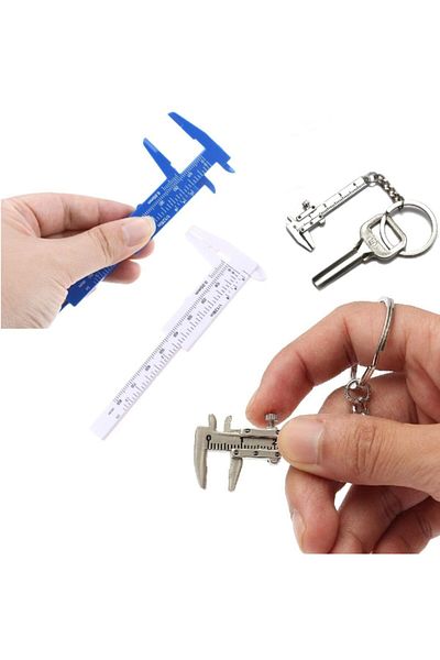 Depolife 80mm Plastic Caliper And Metal Mini Keychain Caliper Set Thickness Gauge Comparator Set of 2