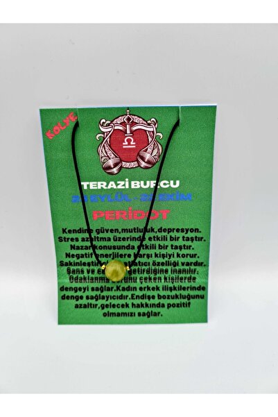 GÜMÜŞTEL EL SANATLARI Certified Black Libra Zodiac Peridot Stone Natural Ston...