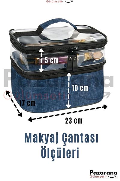 Ankaflex Geanta de machiaj Geanta de machiaj cu compartiment dublu Geanta de machiaj transparenta Geanta de machiaj cu compartiment transparent