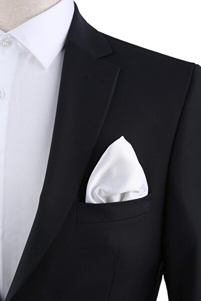 La Pescara Μαύρο μαντήλι τσέπης από μικροΐνες με λεπτομέρειες, απλό λευκό ανδρικό μαντήλι τσέπης Sps440