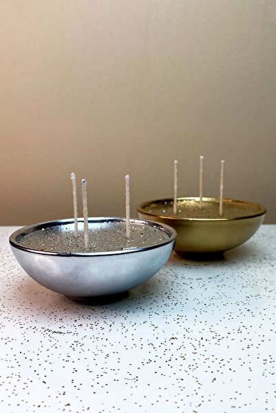 FANTASTİK SANAT ATÖLYESİ Dekoratif Hediyelik 2'li Gümüş Ve Altın Kasede 440 G...