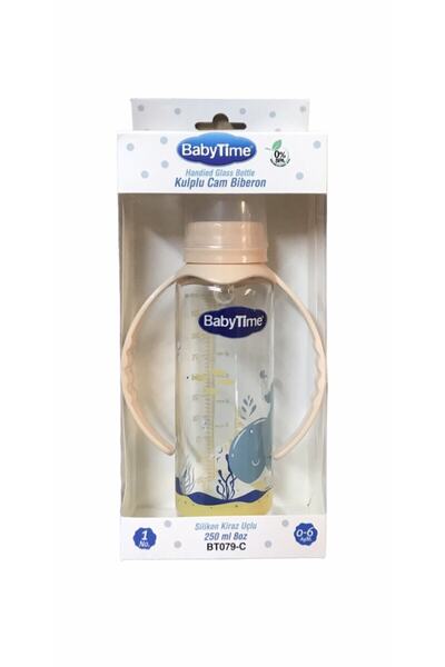 Babytime زجاجة أطفال زجاجية بمقبض 0-6 أشهر+ 250 مل Bt079-c