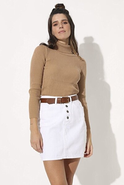 Peeri Pulover de damă Camel Turtleneck Knitwear
