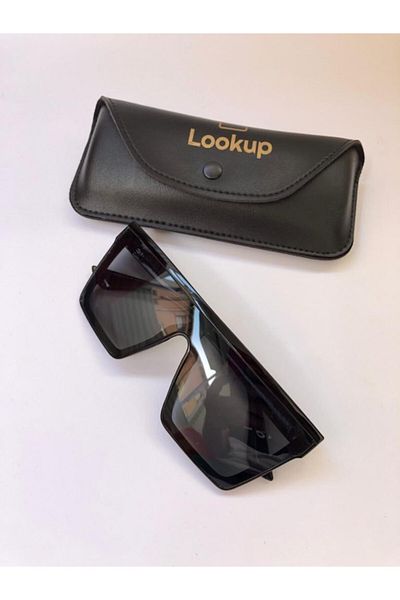 LOOKUP Lookup Unisex Large Square Rectangular Plain Snow Sunglasses Black