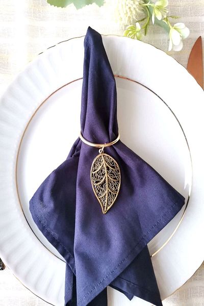 Emtory Home 6 Pieces Metal Leaf Metal Ring Napkin Rings