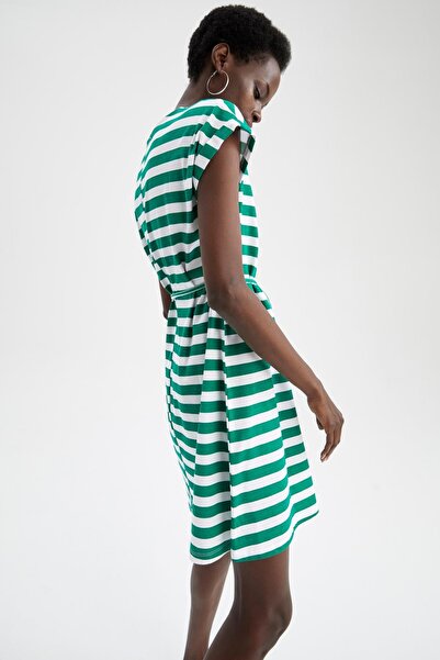 DeFacto Καλοκαιρινό Μίνι φόρεμα με πουά μοτίβο 100% βαμβακερό με δαντέλα στη μέση