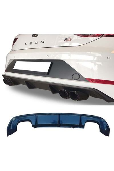 Genel Markalar Seat Leon Mk3.5 Custom Difüzör P Black 2017+ Sağ Sol Çiftli Çıkış Plastik