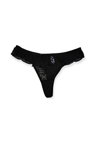 YNCUNDERWEAR Desenli Pamuklu Kadın Tanga Külot 3 Adet Siyah Beyaz Kırmızı