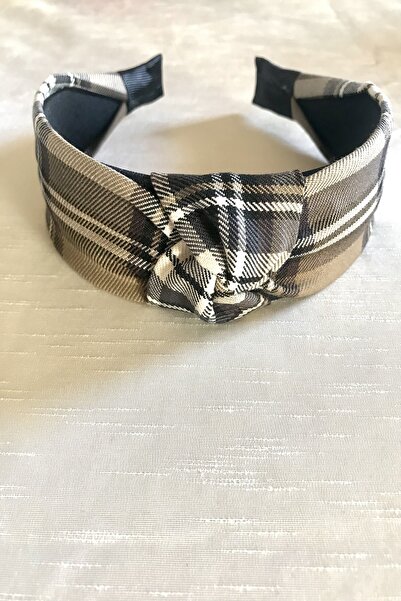 alsaccessories Coroană de păr cu noduri cu model în carouri maro pentru femei, accesoriu de păr