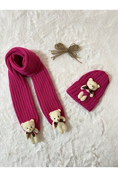 Portakal Bebek Ayıcıklı Atkı Bere Takımı