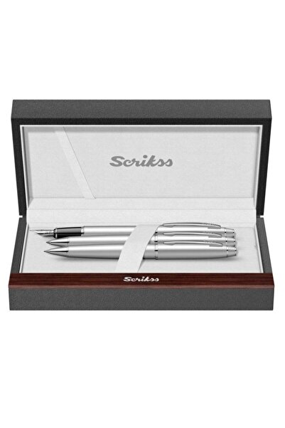 Scrikss Noble 35 Dolma Kalem, Tükenmez Kalem, Mekanik Kurşun Kalem Üçlü Set Krom