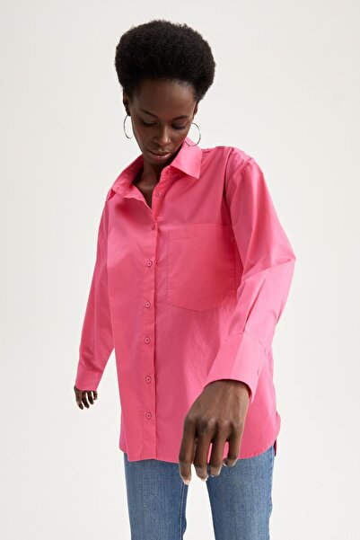 DeFacto Cepli Oversize Fit Pamuklu Poplin Gömlek Tunik