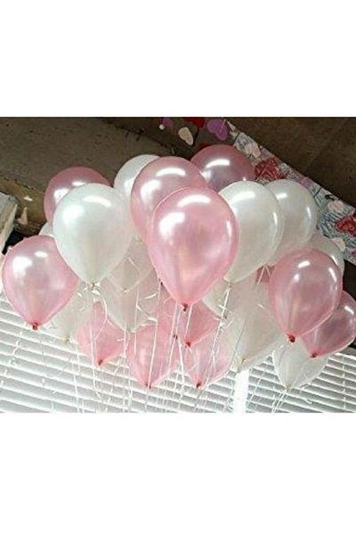 Deniz Party Store Metallic Pink White Balloon 10 Pieces