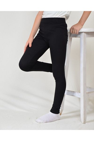 Timi Kids Leggings negri din bumbac pieptănat pentru fete
