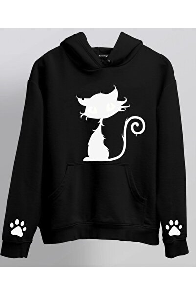 Advantage Hanorac negru cu hanorac cu logo-ul pisicii