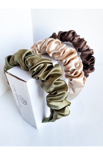 CSR AKSESUAR 3 Piece Gathered Satin Crown Set