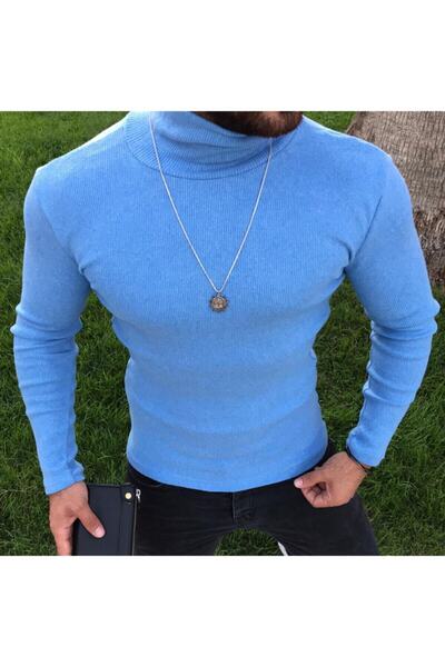 next giyim Pulover cu gât albastru pentru bărbați