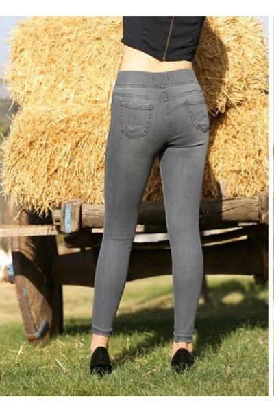 AZEM KOTÇU Women's High Waist Elastic Leggings Jeans