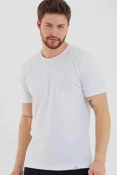 AMAZING CRASH Tricou alb de bază pentru bărbați, cu mânecă scurtă, slim fit