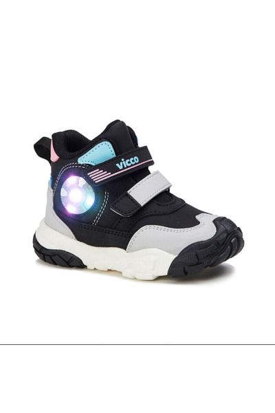 Vicco Sumo Gray Pink Lighted Waterproof Girls Orthopedic Velcro Boots