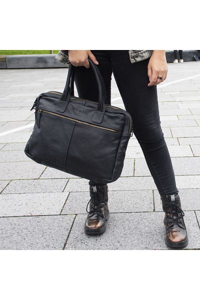 DUTCH-BAG Amsterdam Genuine Leather Briefcase and 17 Inc Laptop Bag, Travel and School Bag
