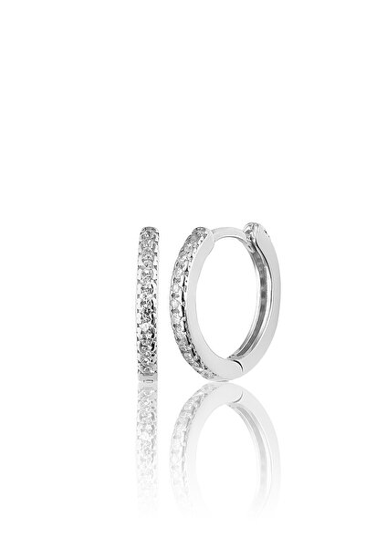 Zanaatsilver 925 Ayar Gümüş Tamtur Zirkon Taşlı Halka Küpe 12 Mm