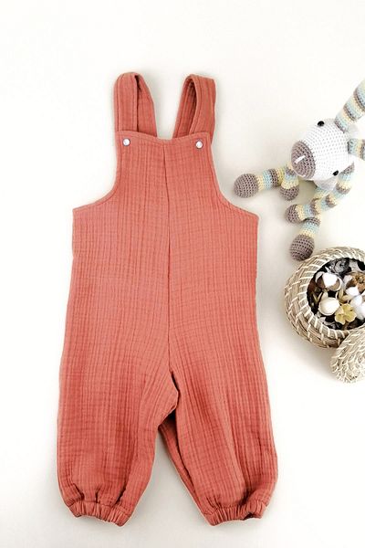 la mure baby 100% Cotton 4 Layer Muslin Baby / Child Strappy Jumpsuit Oeko-tex Certified