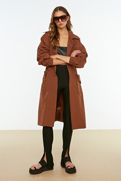 Trendyol Collection Trench Coat - Brown - Double-breasted