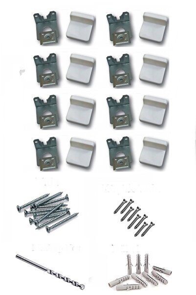 HMO Dizayn 8 Adet Dolap Askı Elemanı L Demir Deprem Dolap Sabitleme Aparatı Vida Dubel Elmas Matkap Ucu