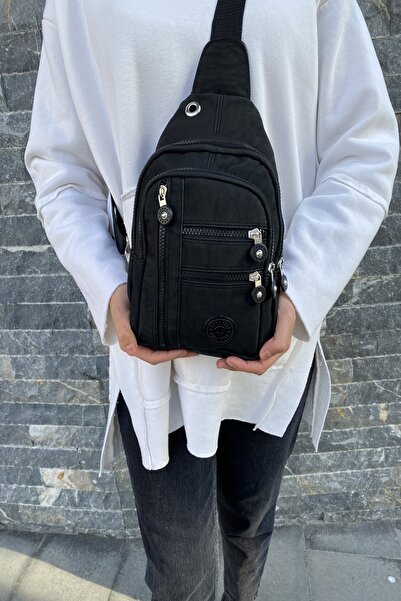 DZC KUZENLER ÇANTA Unisex Siyah Suya Dayanıklı Krinkıl Çapraz Askılı Vücut Ve...