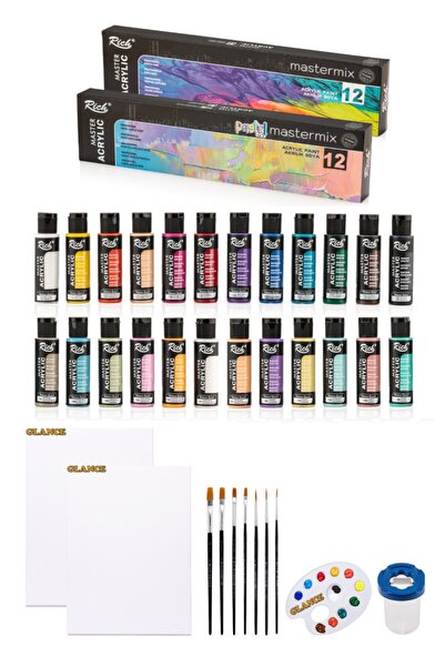 GLANCE Rich Master Mix 60 Cc Akrilik 12 Li (canlı Renkler) (pastel Renkler) B...