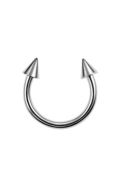 MAZEN 316l Kararmaz Çelik Tragus Kıkırdak Yarım Halka Sivri Nal Spike Piercing Gümüş Renk (MİNİK BOY)